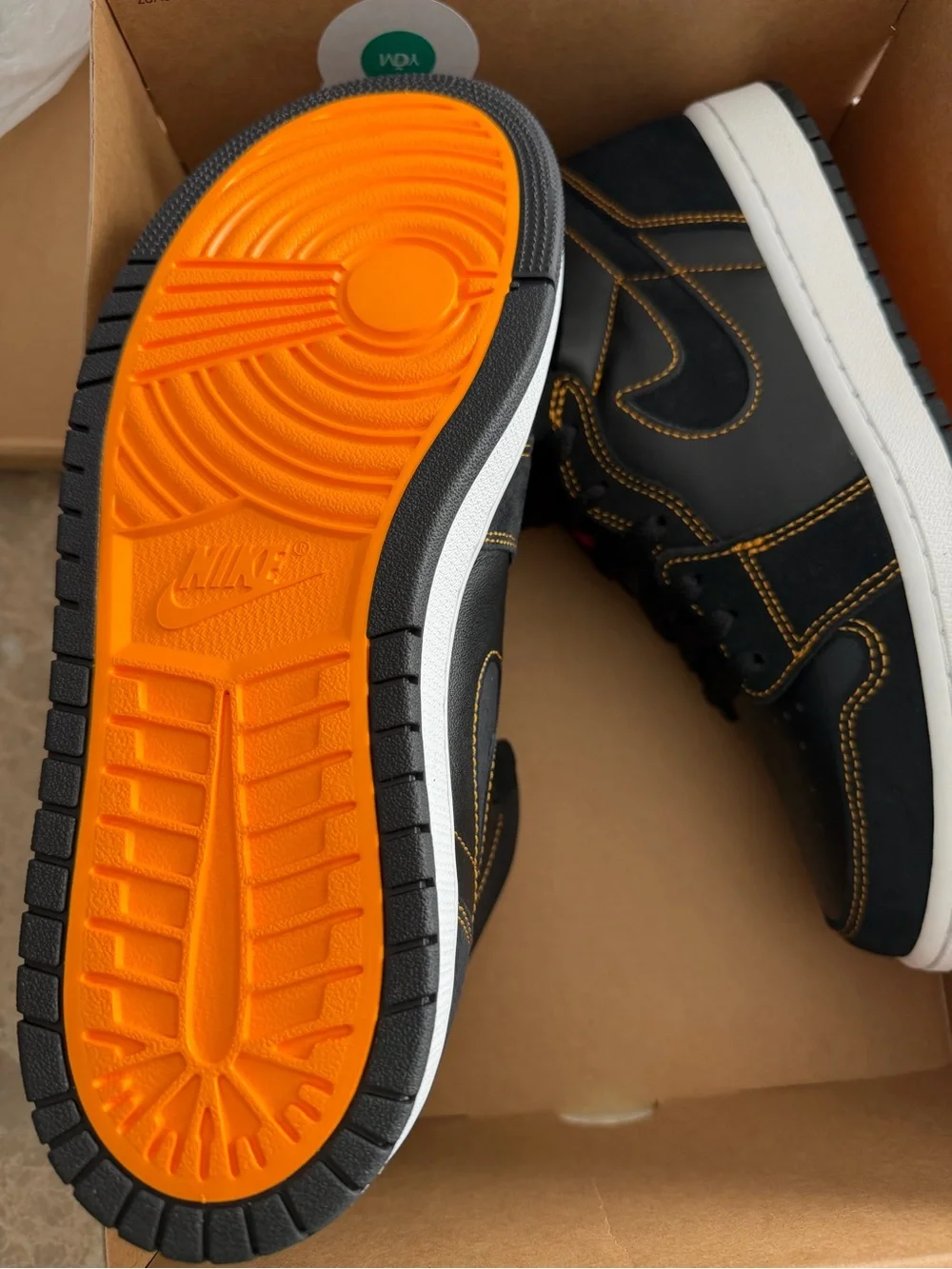 Nike Black High-Top Sneakers with Orange Stitching